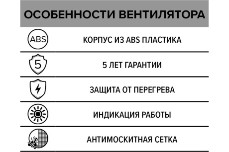 Купить Осевой вытяжной вентилятор c антимоскитной сеткой ERA D 125 ERA 5S фото №6