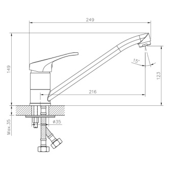 Купить Смеситель Decoroom DR21018 для кухни с поворотным изливом  хром фото №2