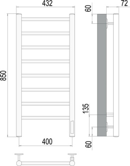 Купить Полотенцесушитель электрический Terminus Аврора П8 400*850 фото №3