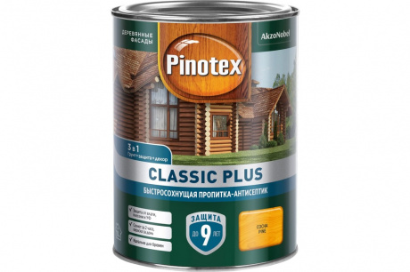 Купить Быстросохнущая пропитка-антисептик Classic plus пропитка 3 в 1  0 9л  сосна  PINOTEX фото №3