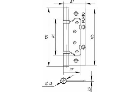 Купить Петля "Punto" 125x2 5 WAB без врезки 200-2B мат. золото универсальная  N125200/2В-WAB фото №2