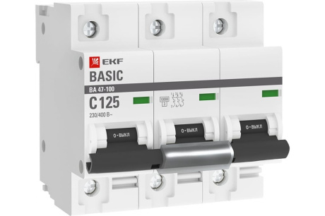 Купить 3.2.Авт выкл EKF ВА 47-100 3/125А mcb47100-3-125C-bas фото №1